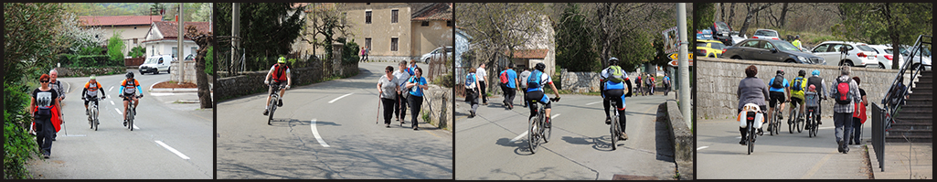 prihajanje kolesarjev in pohodnikov Br'stovske koloosmice ter pohoda